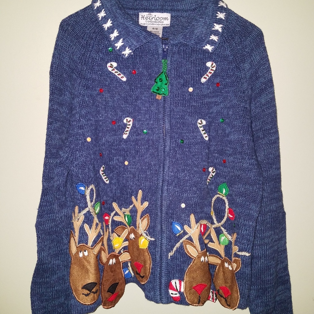 Christmas Holiday Zippered Children's Cardigan